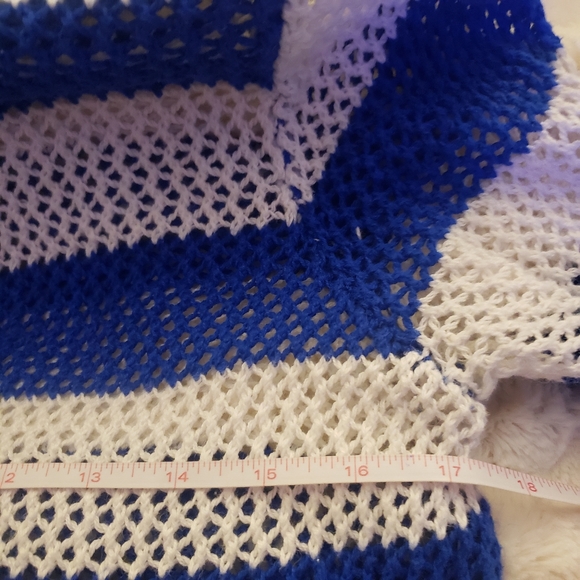 Quacker Factory Striped Crochet Zippered Cotton Blend Hooded Jacket Size Large - Picture 14 of 16